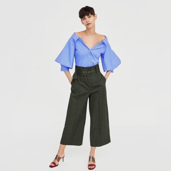 Zara Tops - Zara Blue Off Shoulder Puff Sleeve Top medium